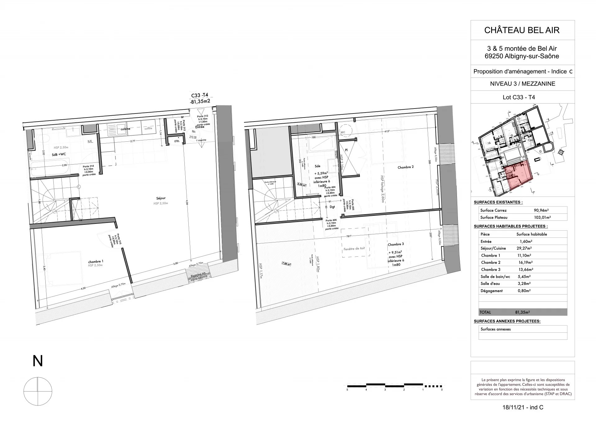 Albigny-sur-Saône – Appartement d’environ 83.28m²