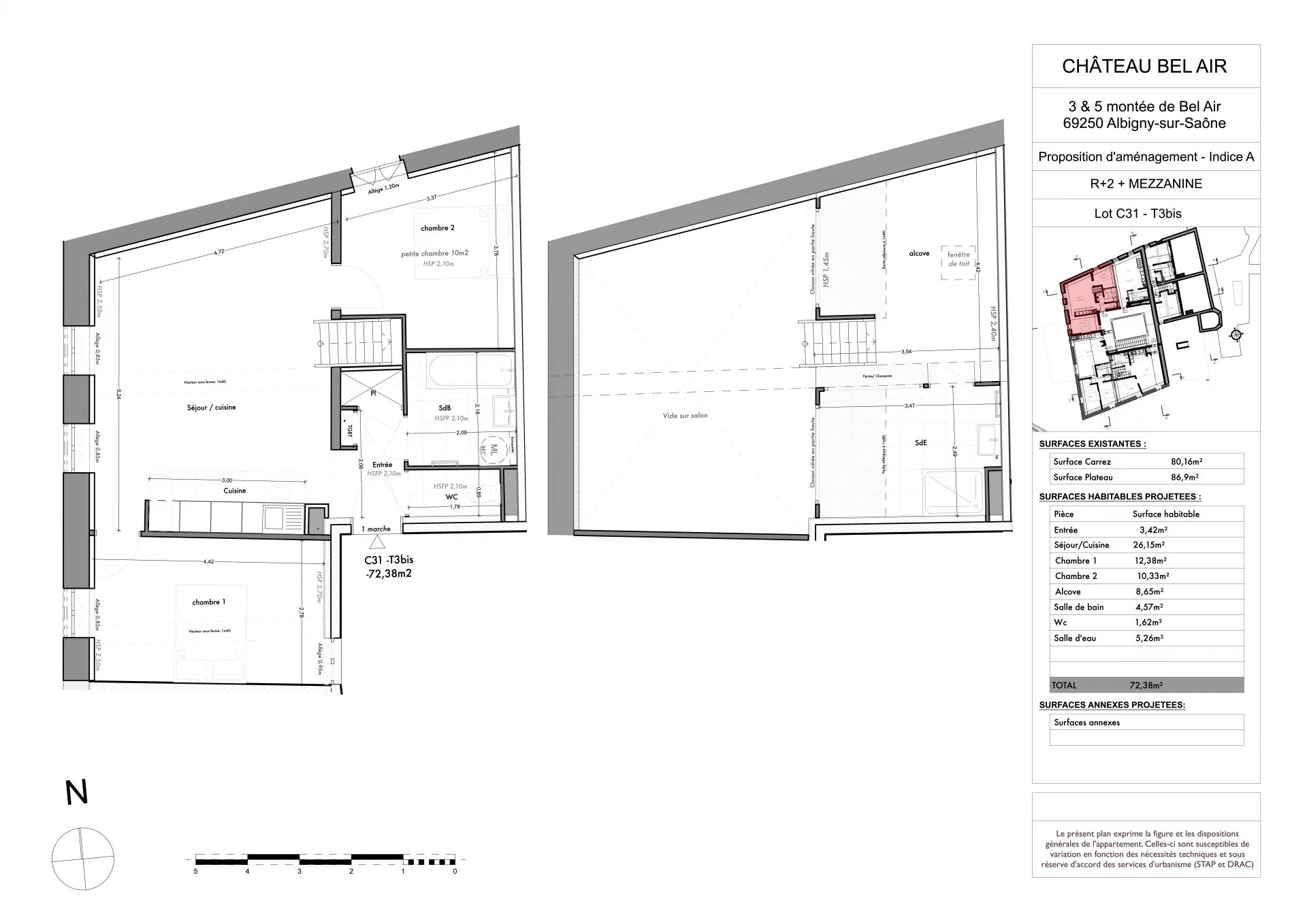 Albigny-sur-Saône – Appartement d’environ 80.16m²